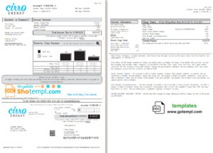 editable template, USA Texas Cirro Energy utility bill template in Word and PDF format (3 pages)