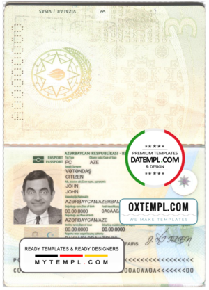 editable template, Azerbaijan passport template in PSD format, fully editable