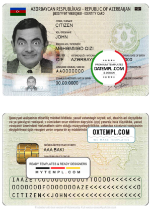 editable template, Azerbaijan ID template in PSD format