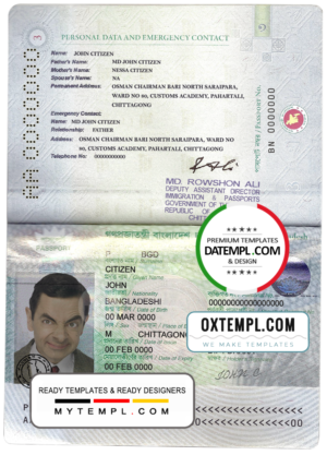 editable template, Bangladesh passport template in PSD format, fully editable
