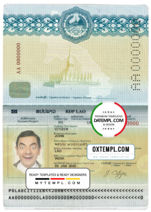 editable template, Laos passport template in PSD format