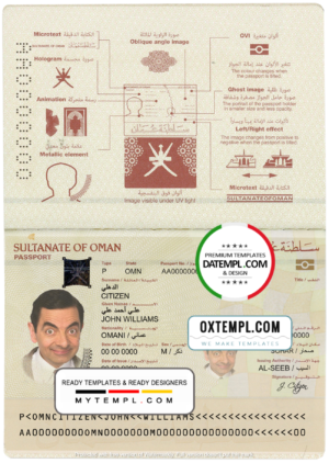 editable template, Oman passport template in PSD format, fully editable (2019 - present)