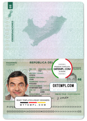 editable template, Peru passport template in PSD format, fully editable
