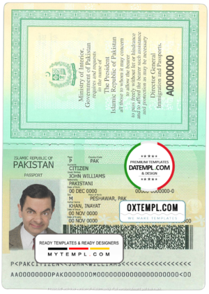 editable template, Pakistan passport template in PSD format