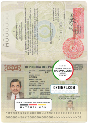editable template, Paraguay passport template in PSD format
