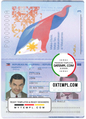 editable template, Philippines passport in PSD format, fully editable
