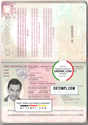 editable template, Poland passport template in PSD format, fully editable
