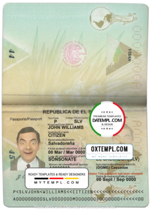 editable template, Salvador passport template in PSD format, fully editable