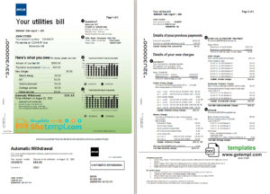 editable template, Canada Epcor electricity utility bill template in Word and PDF format, 3 pages
