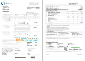 editable template, Singapore SP Group utility bill template in Word and PDF format (2 pages)