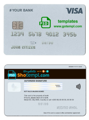 editable template, # external grey universal multipurpose bank card template in PSD format, fully editable