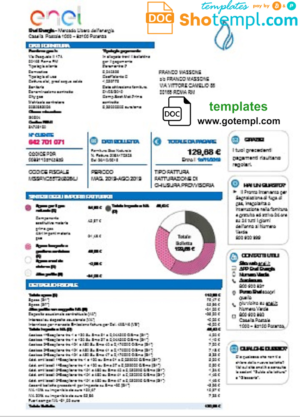 editable template, Italy Enel Energia utility bill template in Word and PDF format