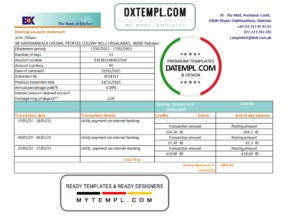 editable template, Pakistan The Bank of Khyber bank statement easy to fill template in Excel and PDF format
