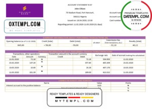 editable template, Nigeria Polaris Bank statement template in Word and PDF format