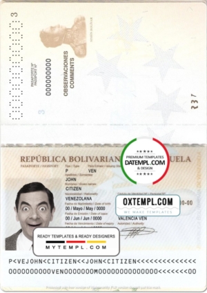 editable template, Venezuela passport template in PSD format, fully editable