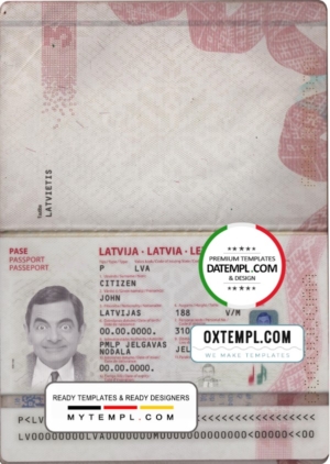 editable template, Latvia passport template in PSD format, fully editable (2007 - 2015)