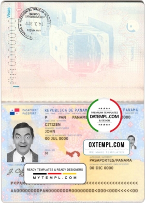 editable template, Panama passport template in PSD format