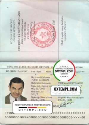 editable template, Vietnam passport template in PSD format, fully editable