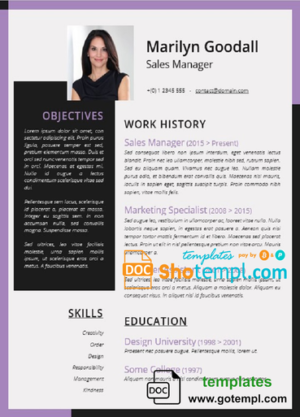 editable template, Modern and Professional CV template in WORD format