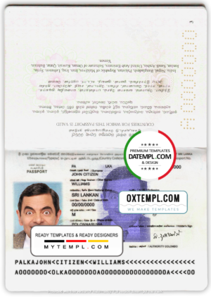 editable template, Sri Lanka passport template in PSD format