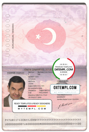 editable template, Turkey passport template in PSD format, fully editable (2010-2018)