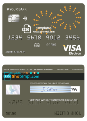 editable template, # artsy line universal multipurpose bank visa electron credit card template in PSD format, fully editable