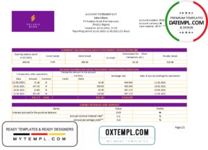 editable template, Nigeria Polaris Bank statement easy to fill template in Excel and PDF format