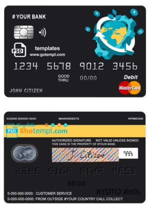 editable template, # jet world universal multipurpose bank mastercard debit credit card template in PSD format, fully editable