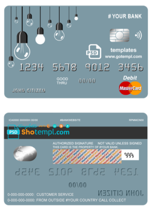 editable template, # king lamp universal multipurpose bank mastercard debit credit card template in PSD format, fully editable