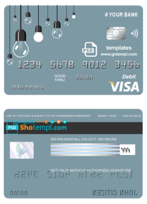 editable template, # king lamp universal multipurpose bank visa credit card template in PSD format, fully editable
