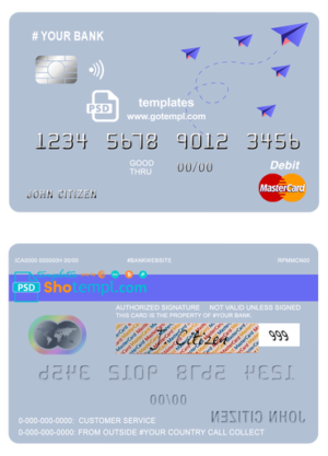 editable template, # medium trip universal multipurpose bank mastercard debit credit card template in PSD format, fully editable