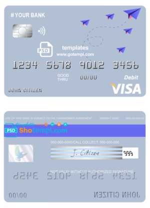 editable template, # medium trip universal multipurpose bank visa credit card template in PSD format, fully editable