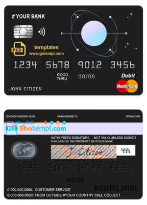 editable template, # one space universal multipurpose bank mastercard debit credit card template in PSD format, fully editable