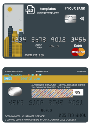 editable template, # ori building universal multipurpose bank mastercard debit credit card template in PSD format, fully editable