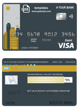 editable template, # ori building universal multipurpose bank visa credit card template in PSD format, fully editable