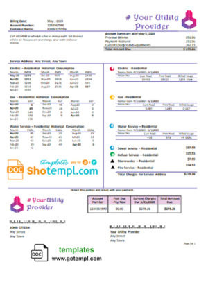 editable template, # own point universal multipurpose utility bill template in Word format