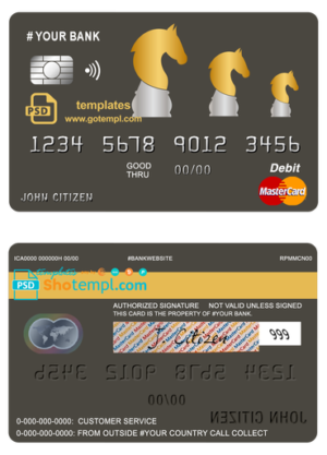 editable template, # ride horse universal multipurpose bank mastercard debit credit card template in PSD format, fully editable