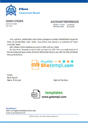 editable template, # save innovate bank universal multipurpose bank account reference template in Word and PDF format