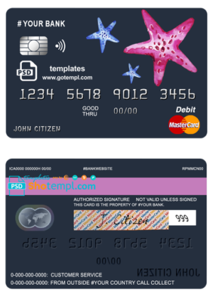 editable template, # tour star universal multipurpose bank mastercard debit credit card template in PSD format, fully editable