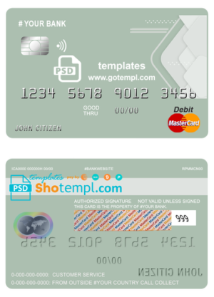 editable template, # upgrade abstract universal multipurpose bank mastercard debit credit card template in PSD format, fully editable