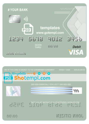 editable template, # upgrade abstract universal multipurpose bank visa credit card template in PSD format, fully editable