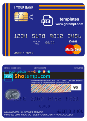editable template, # yellowdo universal multipurpose bank mastercard debit credit card template in PSD format, fully editable