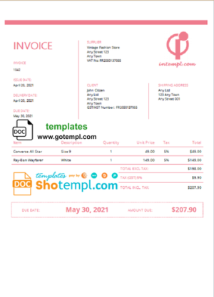 editable template, # pink delicious universal multipurpose tax invoice template in Word and PDF format, fully editable