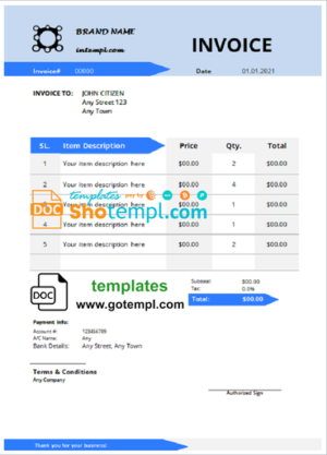 editable template, # fix focus universal multipurpose tax invoice template in Word and PDF format, fully editable
