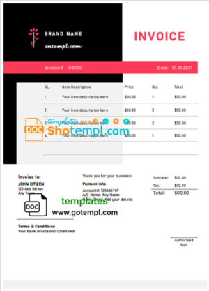 editable template, # create layer universal multipurpose good-looking invoice template in Word and PDF format, fully editable