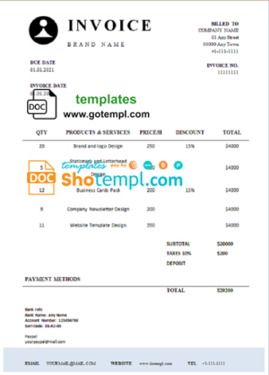 editable template, # strong charm universal multipurpose professional invoice template in Word and PDF format, fully editable