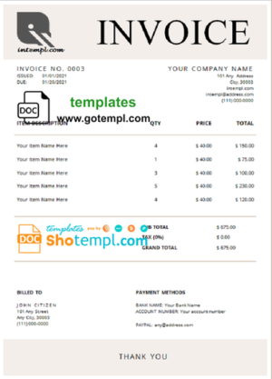 editable template, # concept smart universal multipurpose professional invoice template in Word and PDF format, fully editable