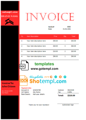 editable template, # beyond just universal multipurpose good-looking invoice template in Word and PDF format, fully editable