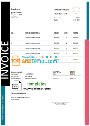 editable template, # first keeper universal multipurpose tax invoice template in Word and PDF format, fully editable