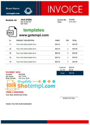 editable template, # logic still universal multipurpose professional invoice template in Word and PDF format, fully editable